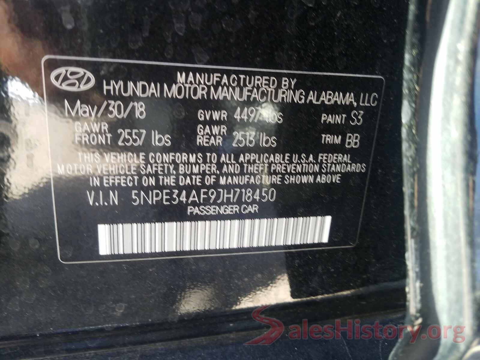 5NPE34AF9JH718450 2018 HYUNDAI SONATA