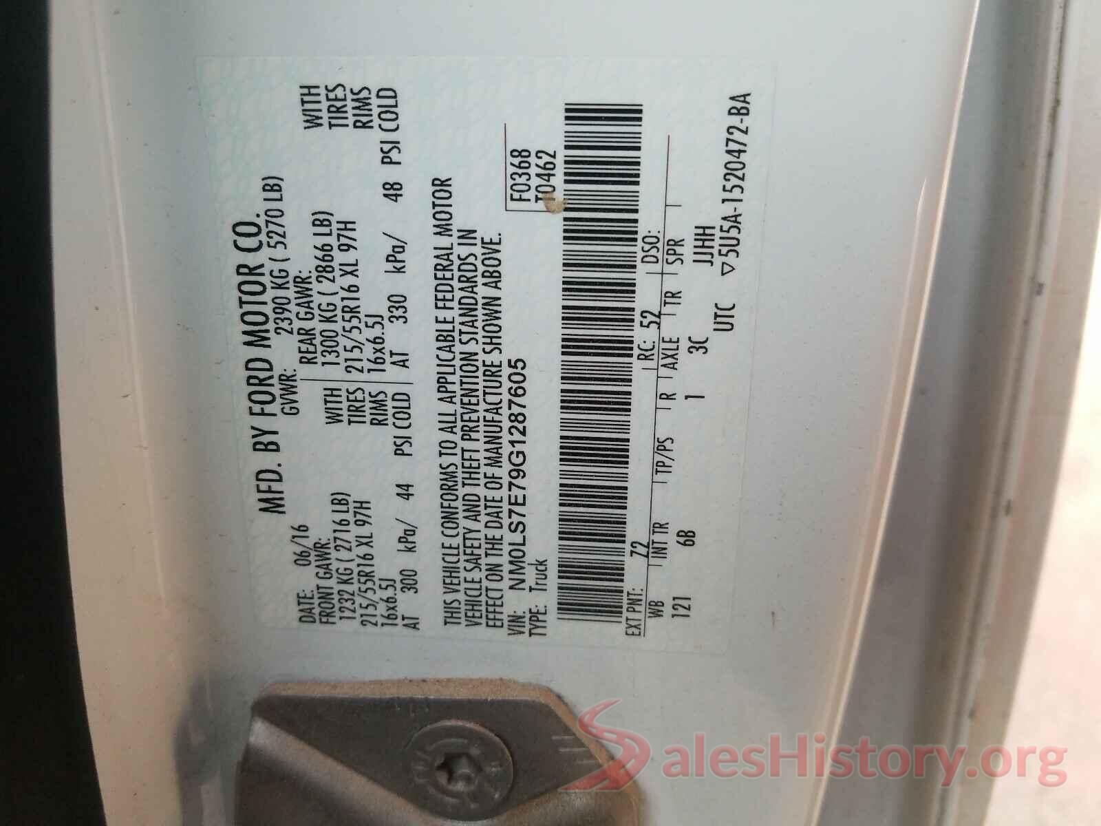 NM0LS7E79G1287605 2016 FORD TRANSIT CO