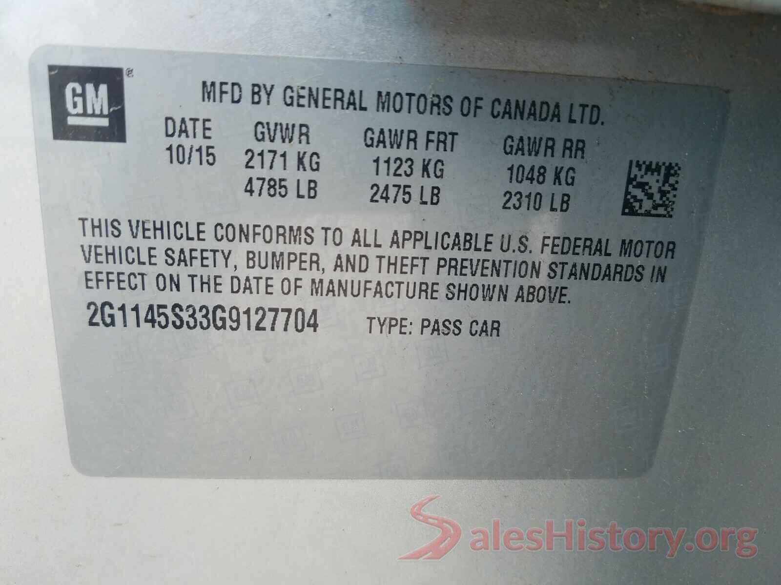 2G1145S33G9127704 2016 CHEVROLET IMPALA