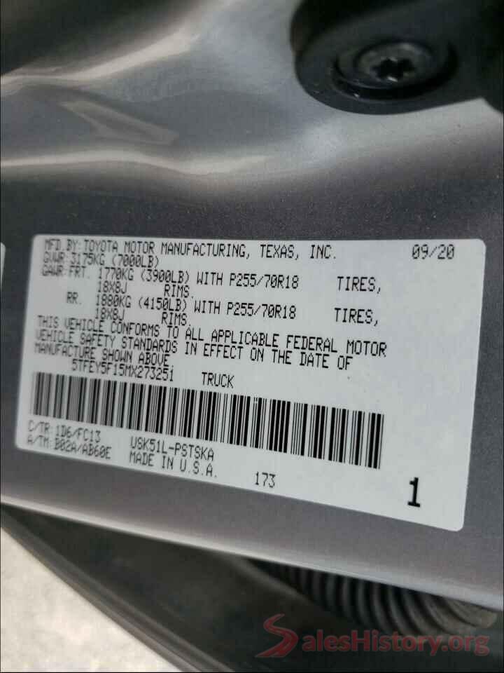 5TFEY5F15MX273251 2021 TOYOTA TUNDRA