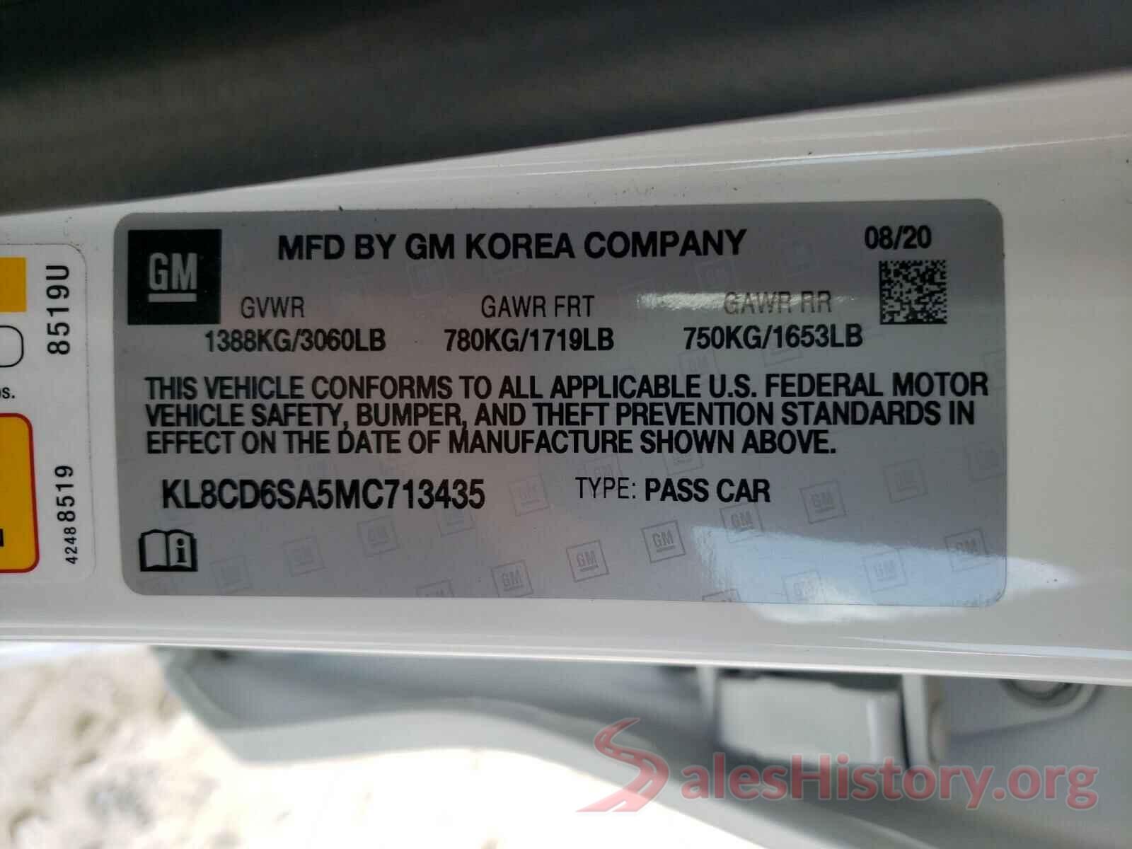 KL8CD6SA5MC713435 2021 CHEVROLET SPARK