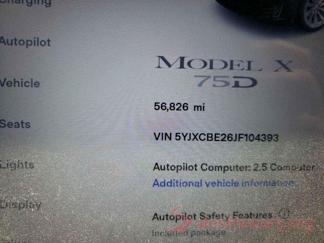 5YJXCBE26JF104393 2018 TESLA MODEL X