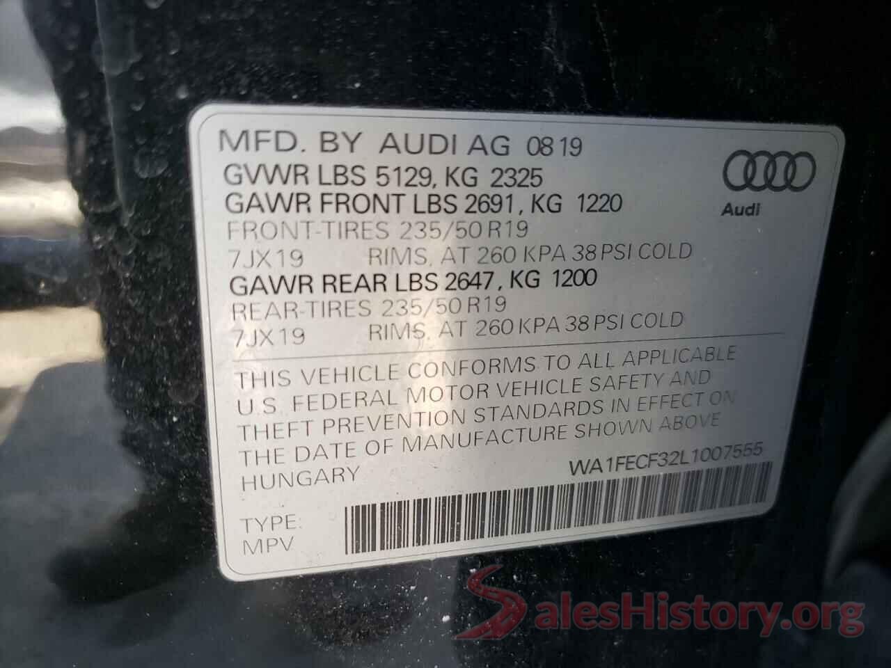 WA1FECF32L1007555 2020 AUDI Q3