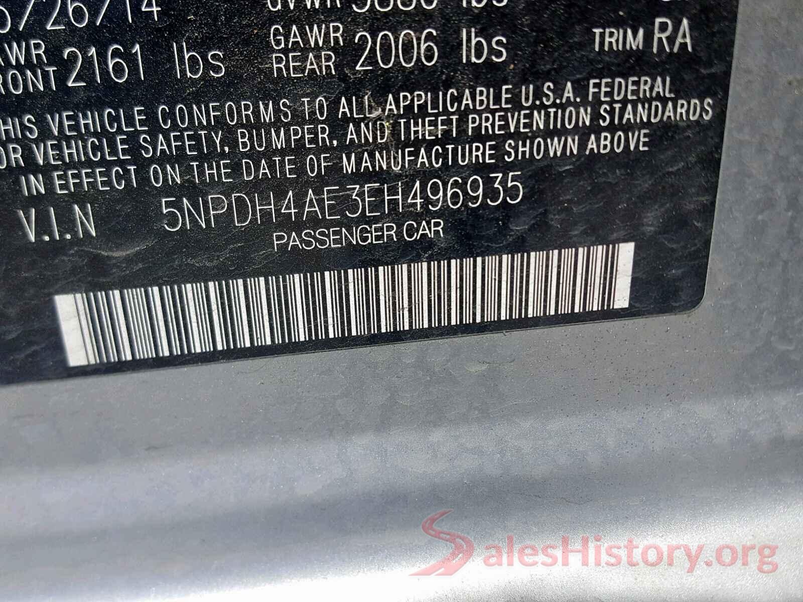 5NPDH4AE3EH496935 2014 HYUNDAI ELANTRA