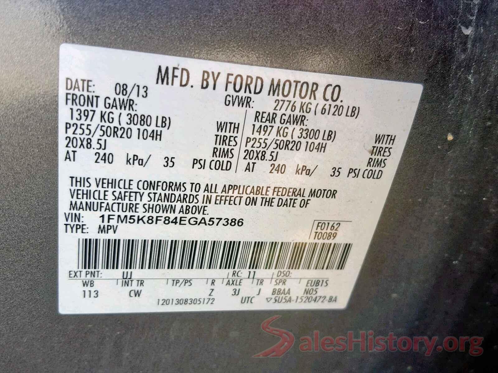 1FM5K8F84EGA57386 2014 FORD EXPLORER L