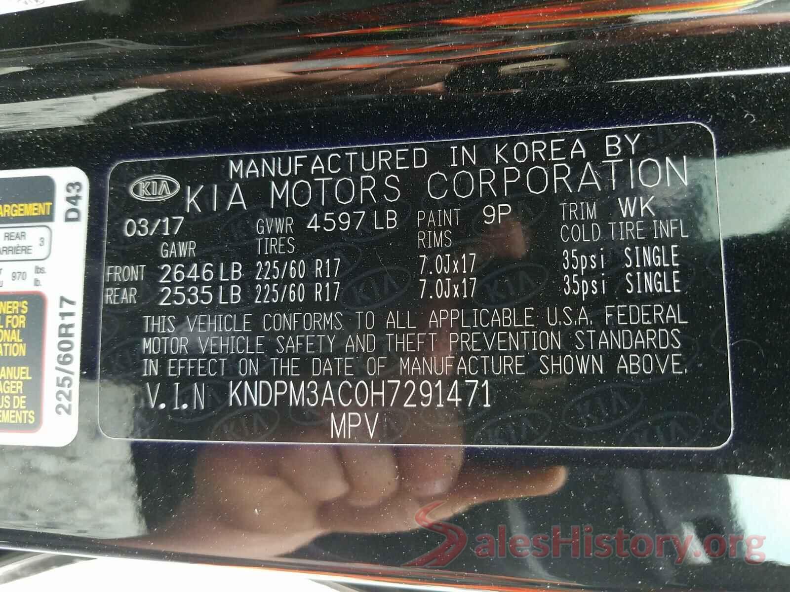 KNDPM3AC0H7291471 2017 KIA SPORTAGE