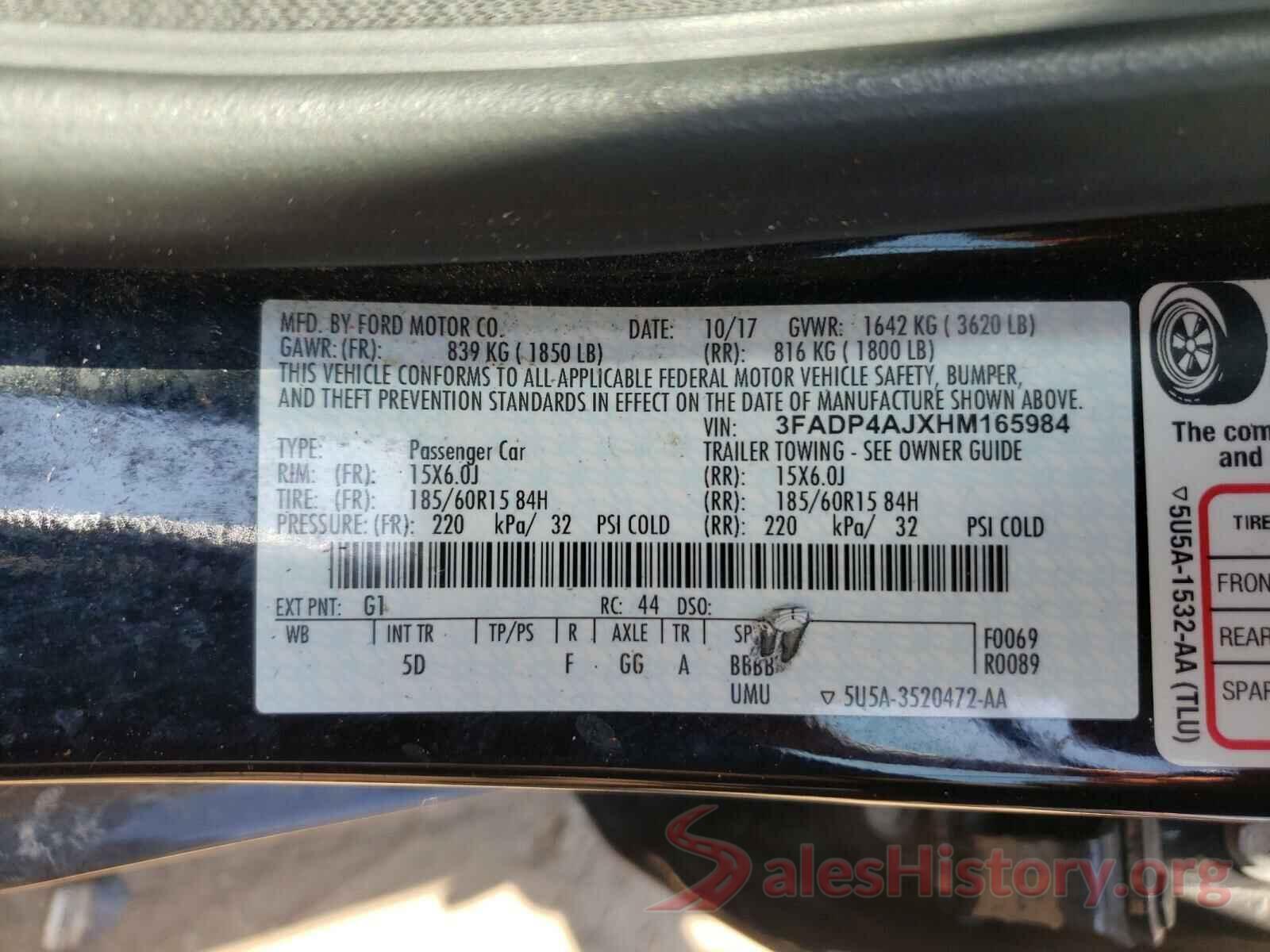 3FADP4AJXHM165984 2017 FORD FIESTA