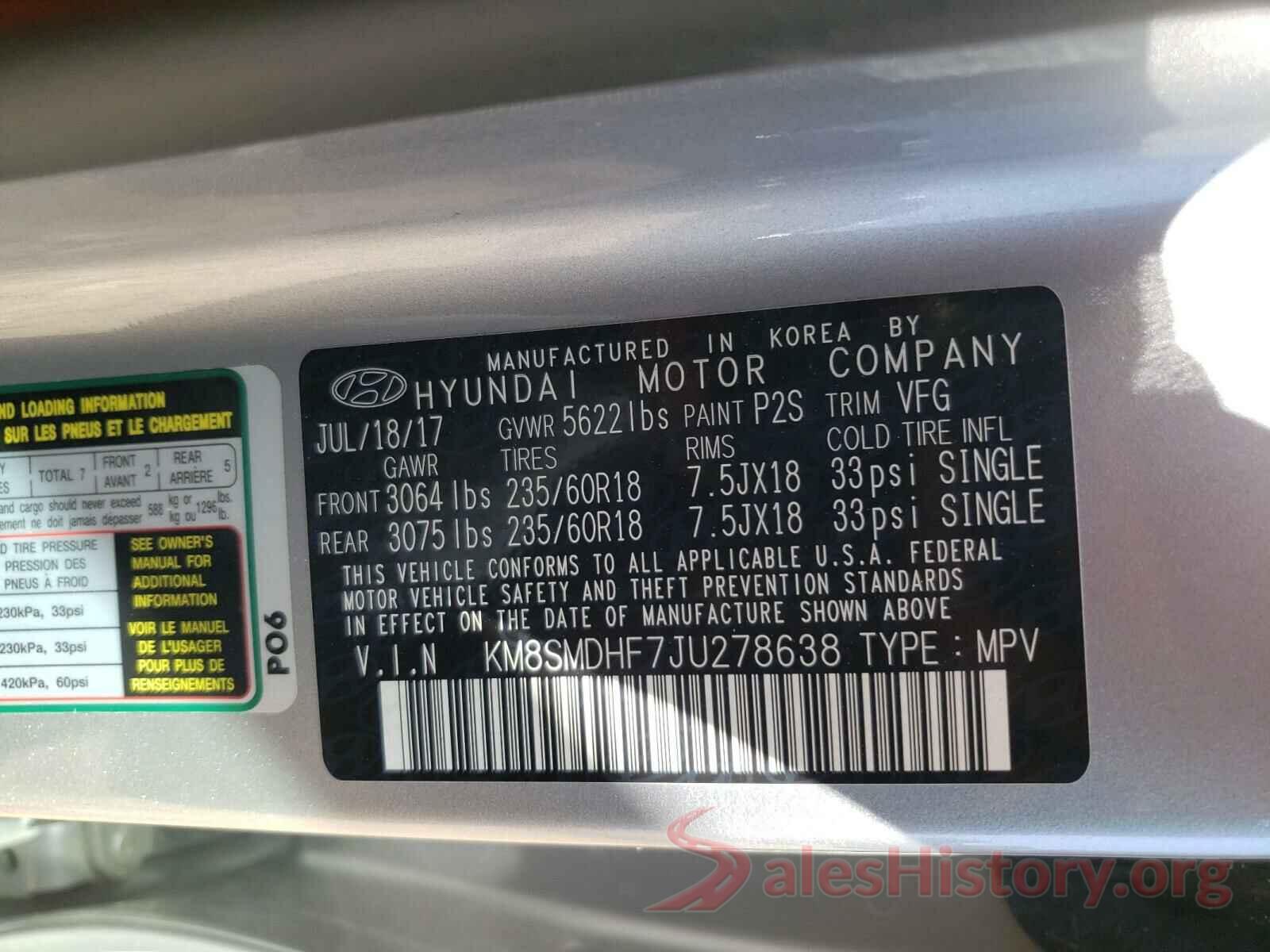 KM8SMDHF7JU278638 2018 HYUNDAI SANTA FE