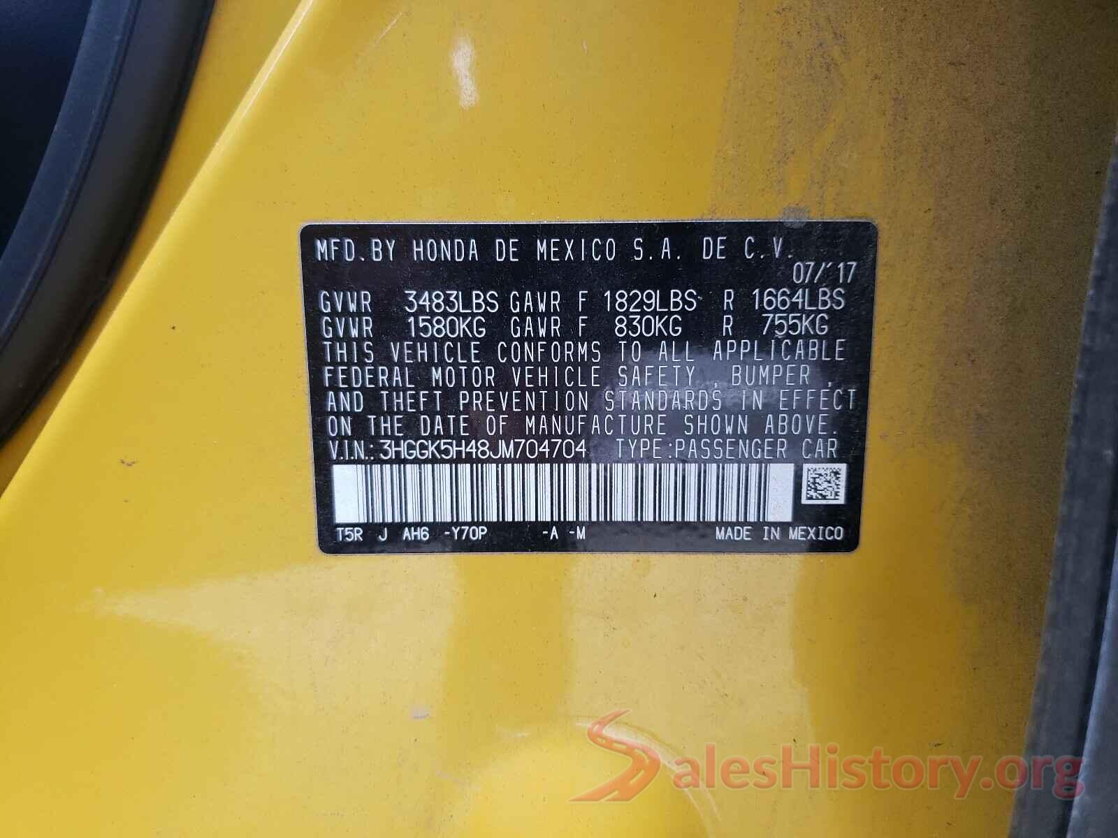 3HGGK5H48JM704704 2018 HONDA FIT