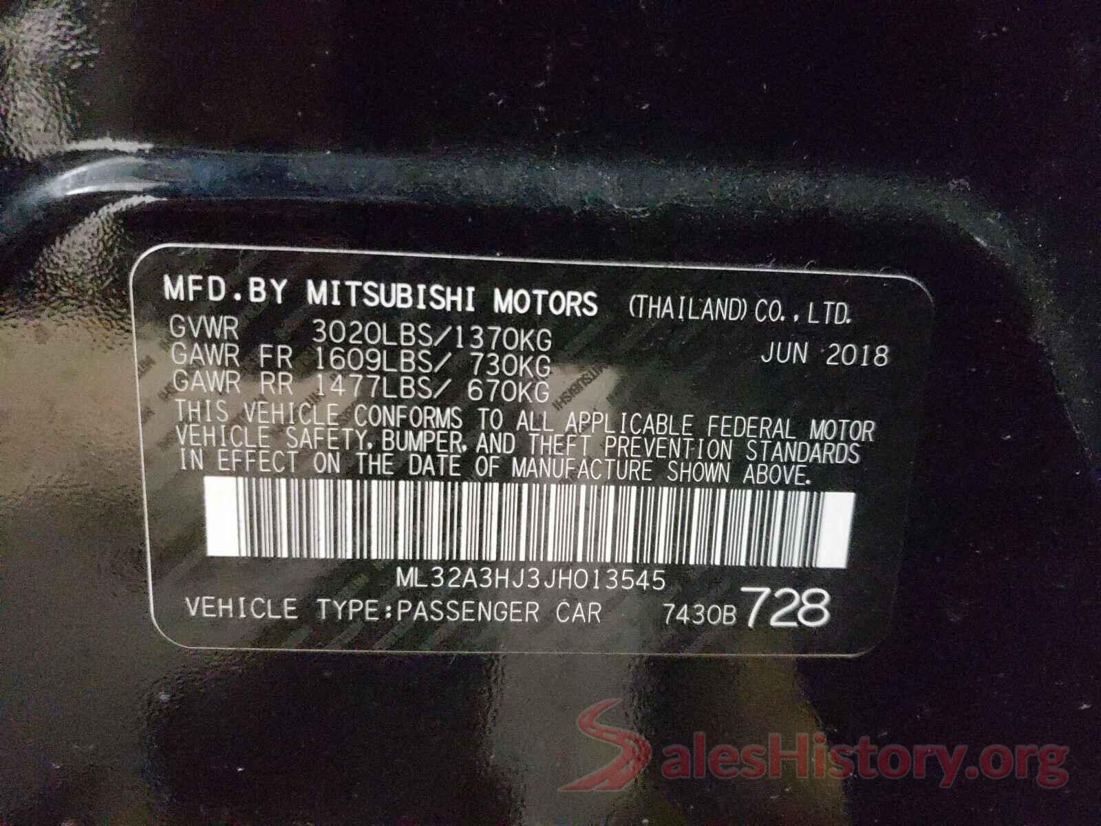 ML32A3HJ3JH013545 2018 MITSUBISHI MIRAGE