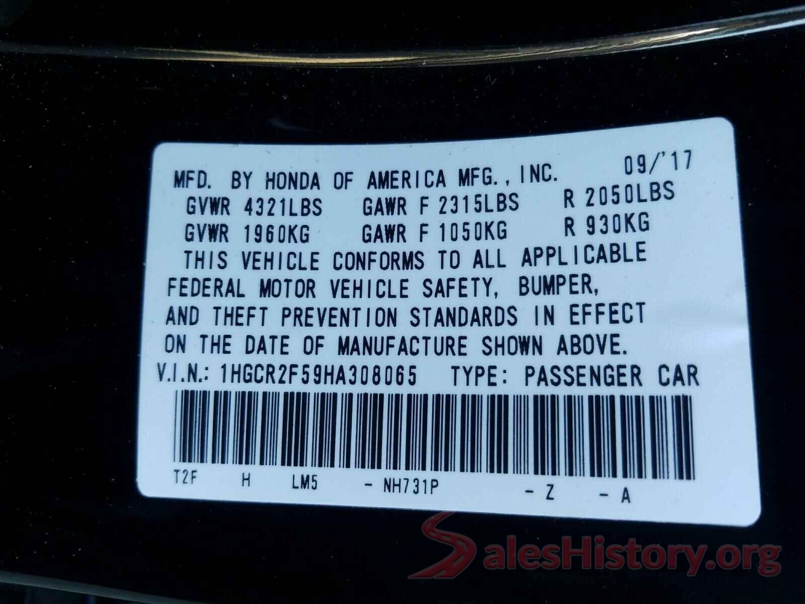 1HGCR2F59HA308065 2017 HONDA ACCORD