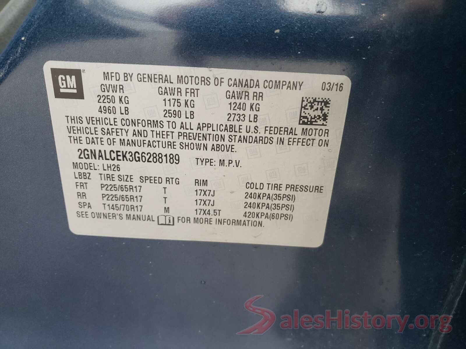 2GNALCEK3G6288189 2016 CHEVROLET EQUINOX