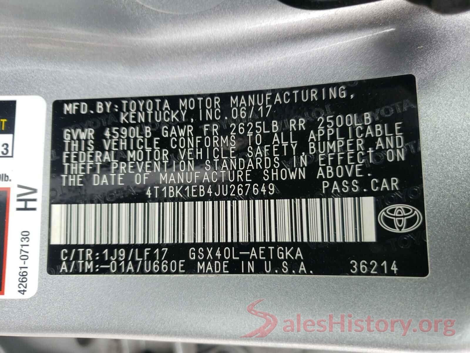 4T1BK1EB4JU267649 2018 TOYOTA AVALON