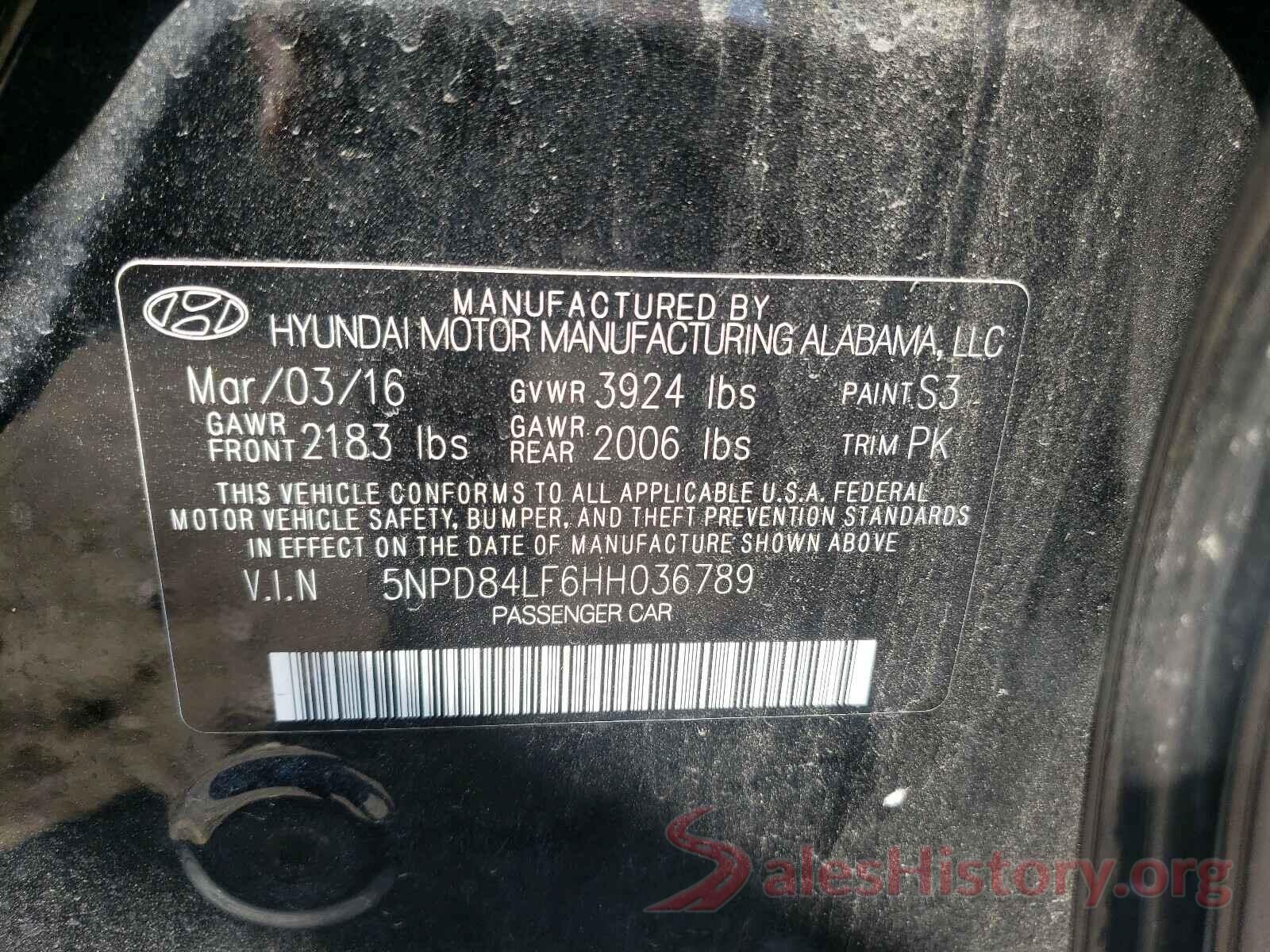 5NPD84LF6HH036789 2017 HYUNDAI ELANTRA