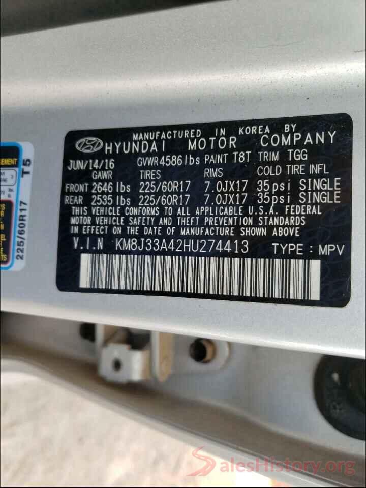 KM8J33A42HU274413 2017 HYUNDAI TUCSON