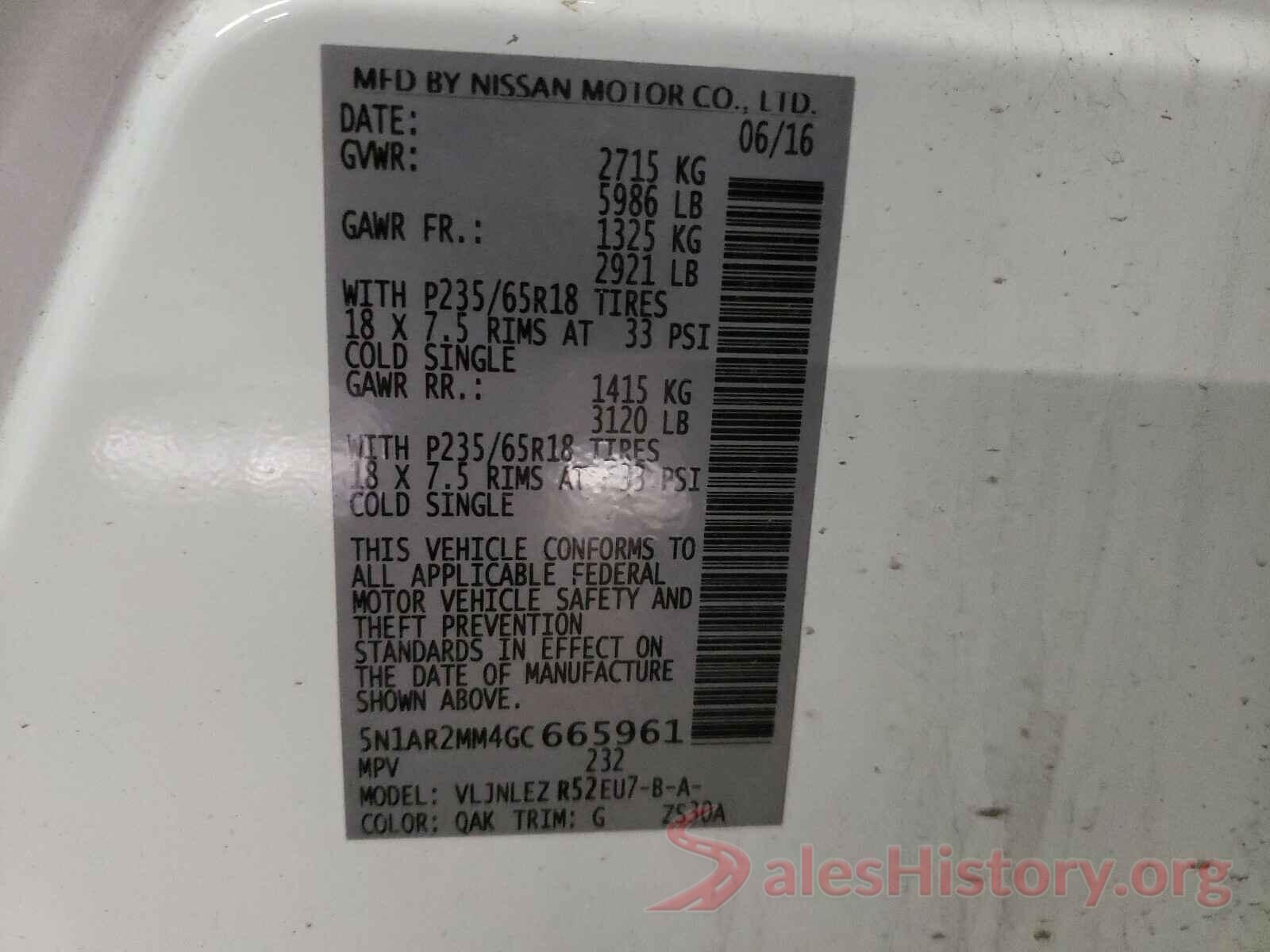 5N1AR2MM4GC665961 2016 NISSAN PATHFINDER