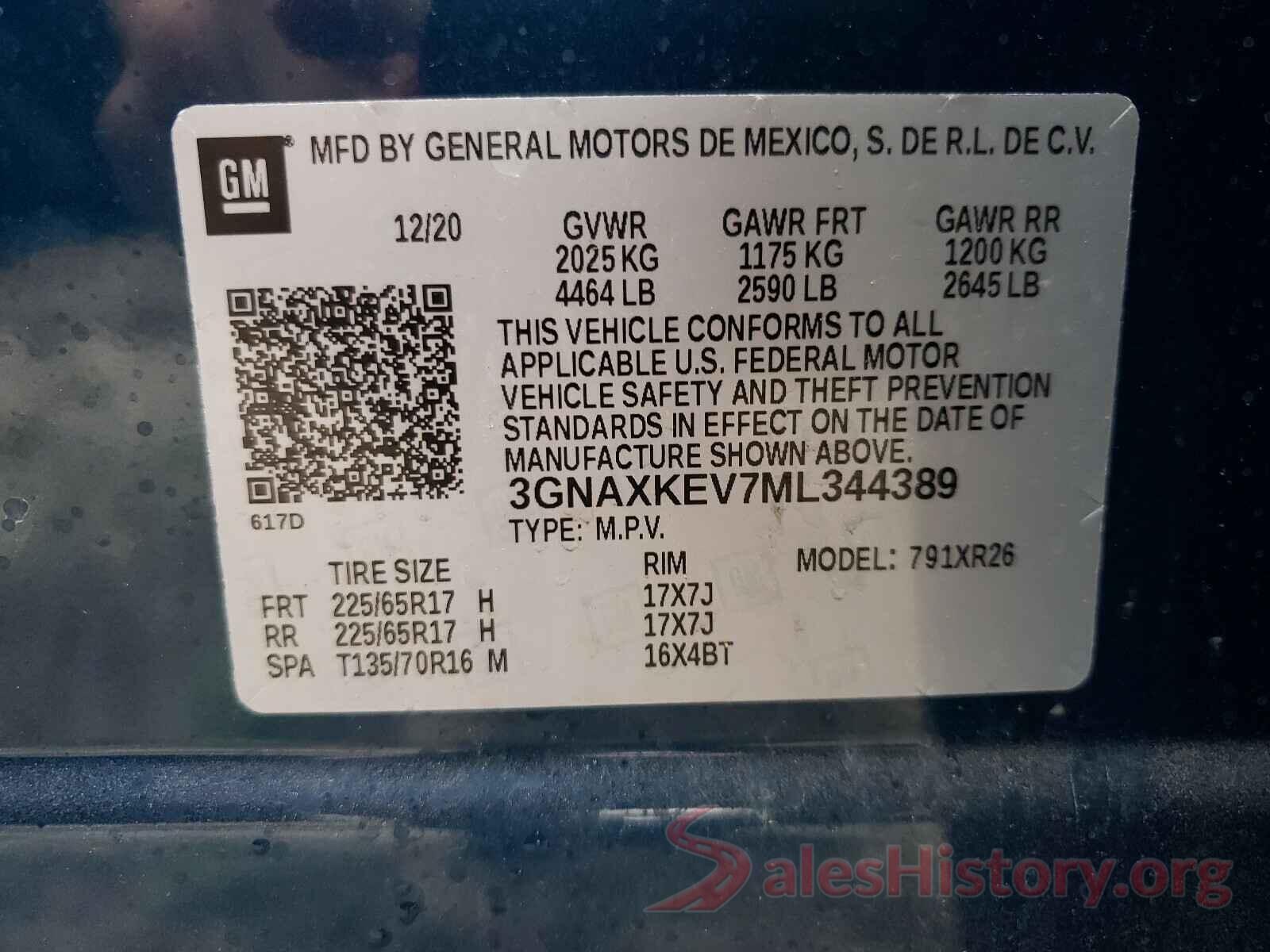 3GNAXKEV7ML344389 2021 CHEVROLET EQUINOX