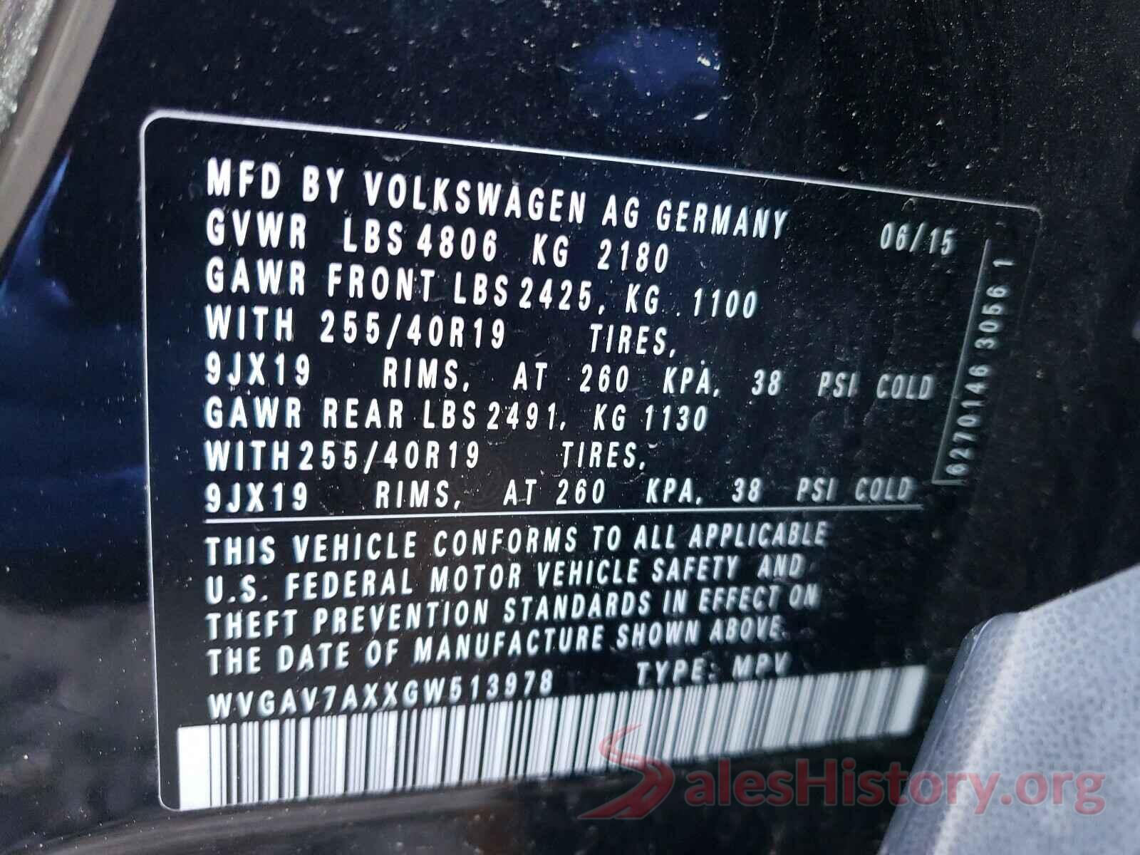 WVGAV7AXXGW513978 2016 VOLKSWAGEN TIGUAN