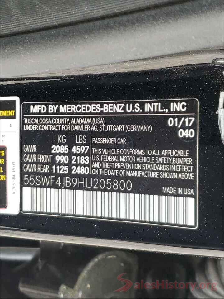 55SWF4JB9HU205800 2017 MERCEDES-BENZ C CLASS