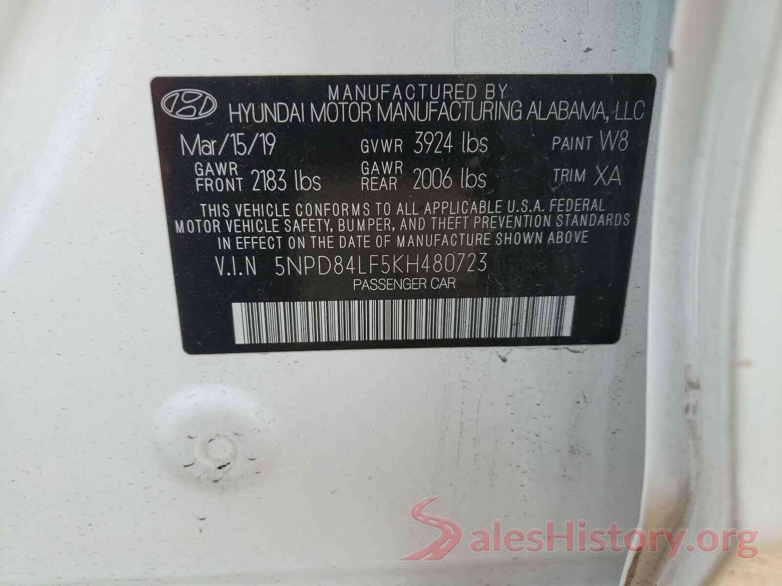 5NPD84LF5KH480723 2019 HYUNDAI ELANTRA