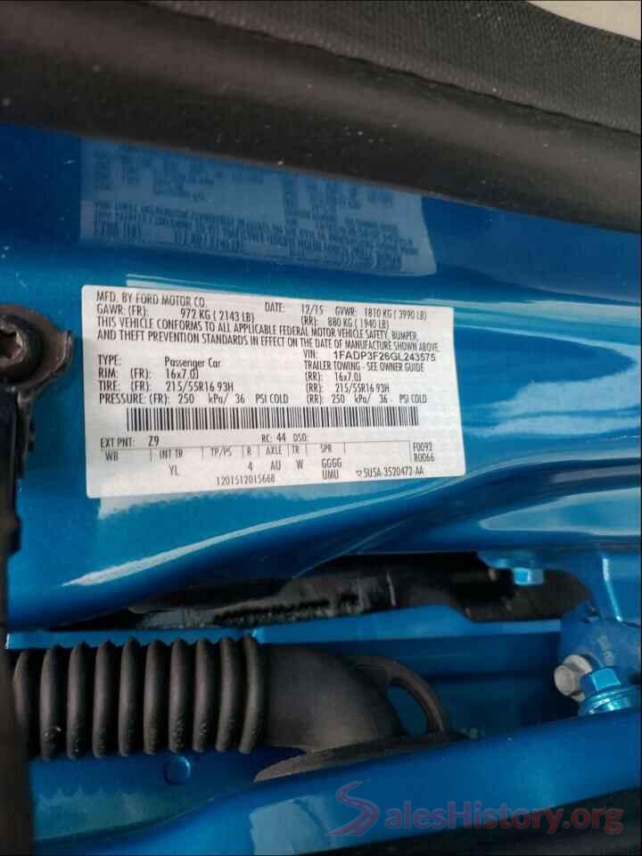 1FADP3F26GL243575 2016 FORD FOCUS