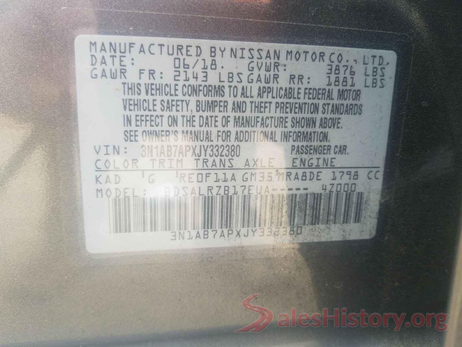 3N1AB7APXJY332380 2018 NISSAN SENTRA