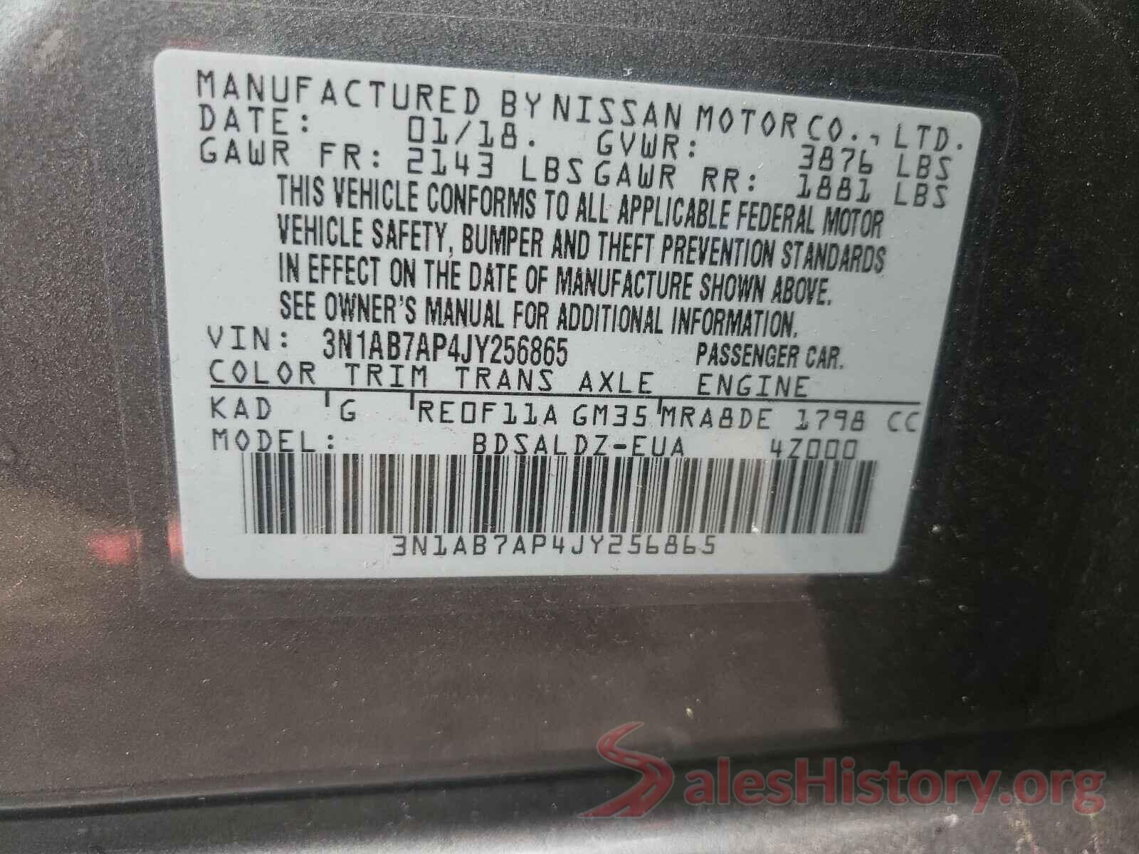 3N1AB7AP4JY256865 2018 NISSAN SENTRA