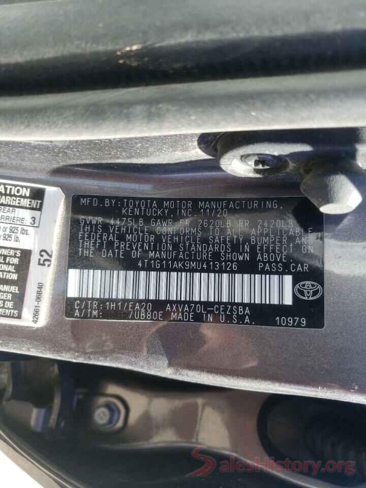 4T1G11AK9MU413126 2021 TOYOTA CAMRY