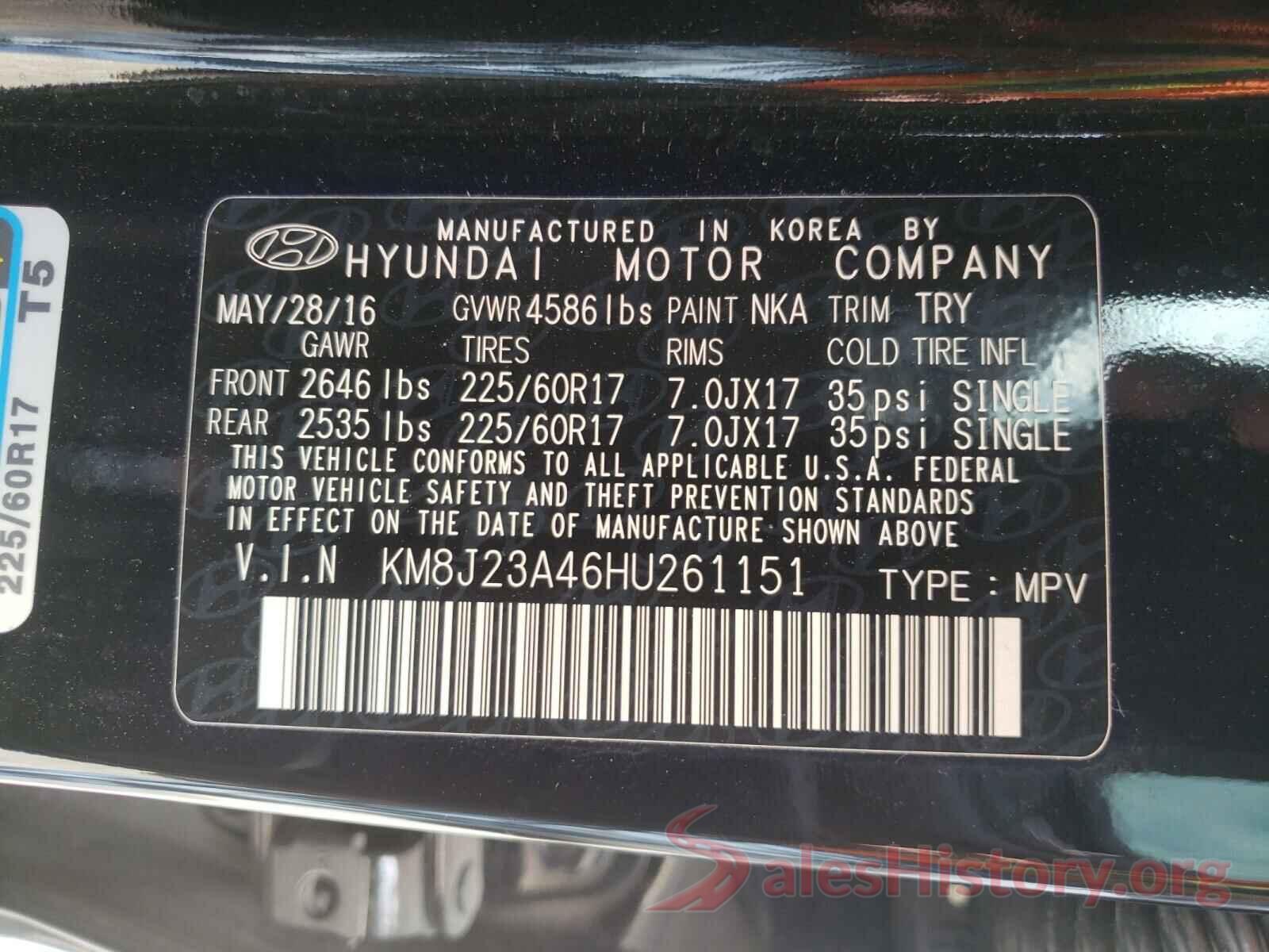 KM8J23A46HU261151 2017 HYUNDAI TUCSON