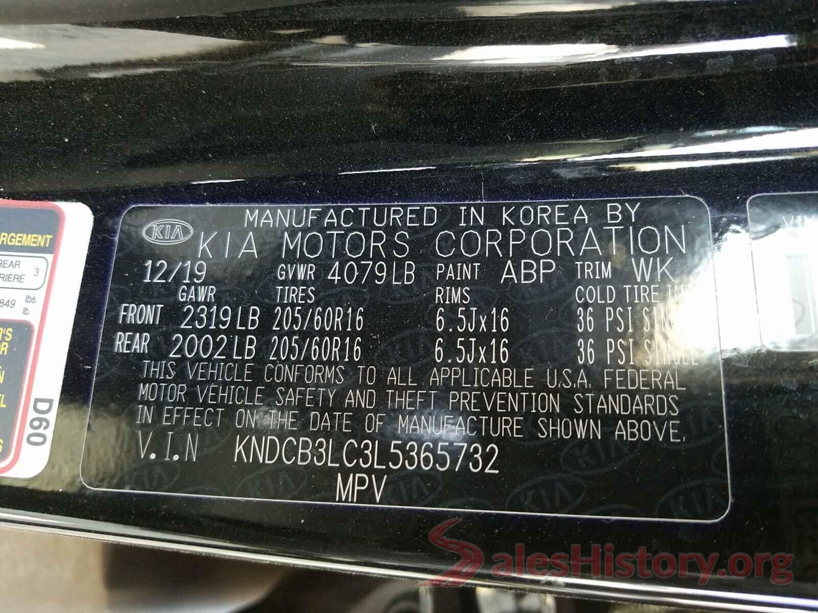 KNDCB3LC3L5365732 2020 KIA NIRO