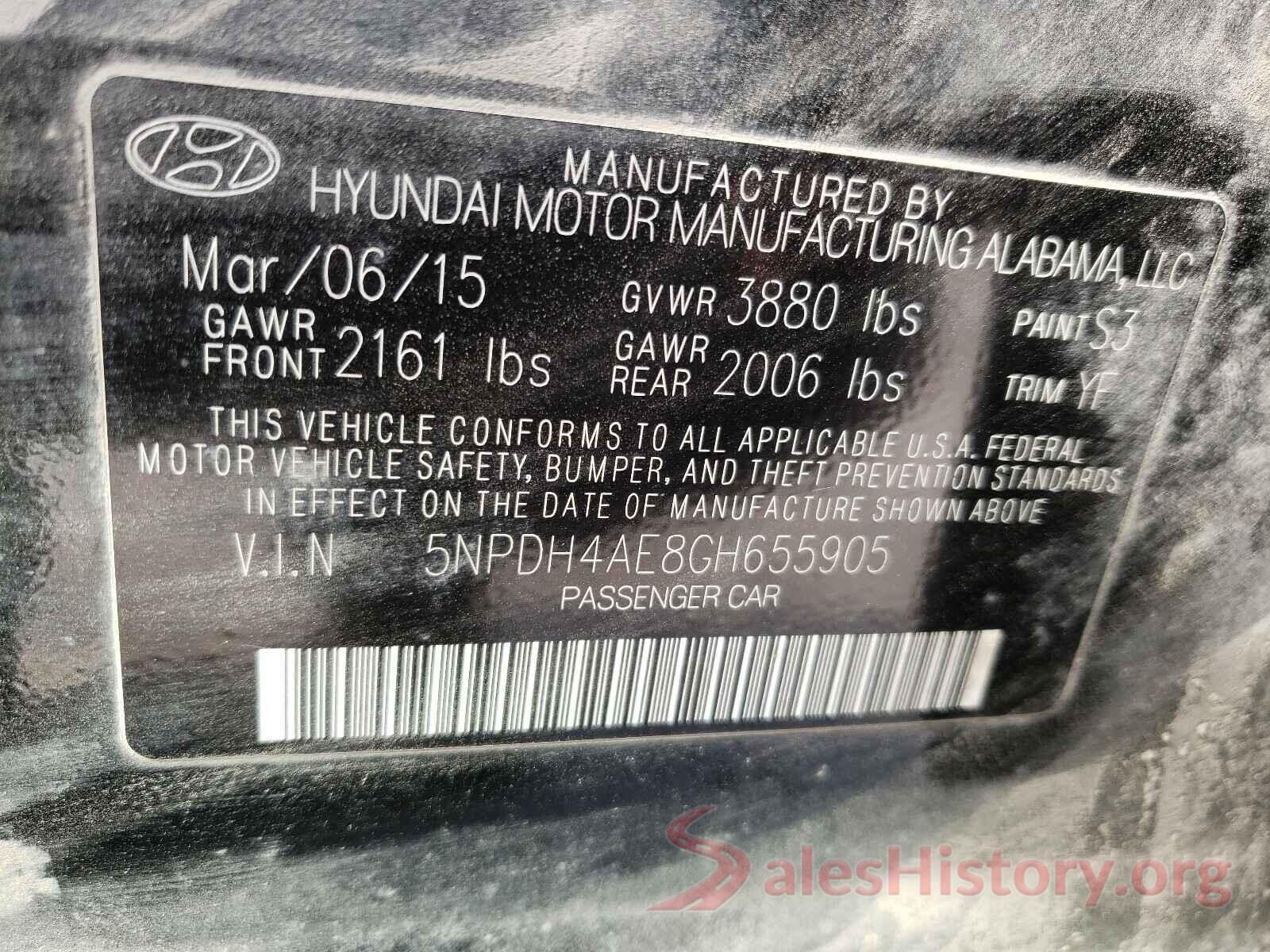 5NPDH4AE8GH655905 2016 HYUNDAI ELANTRA