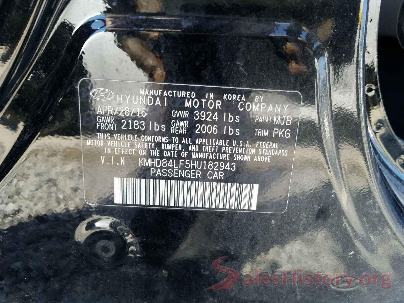 KMHD84LF5HU182943 2017 HYUNDAI ELANTRA