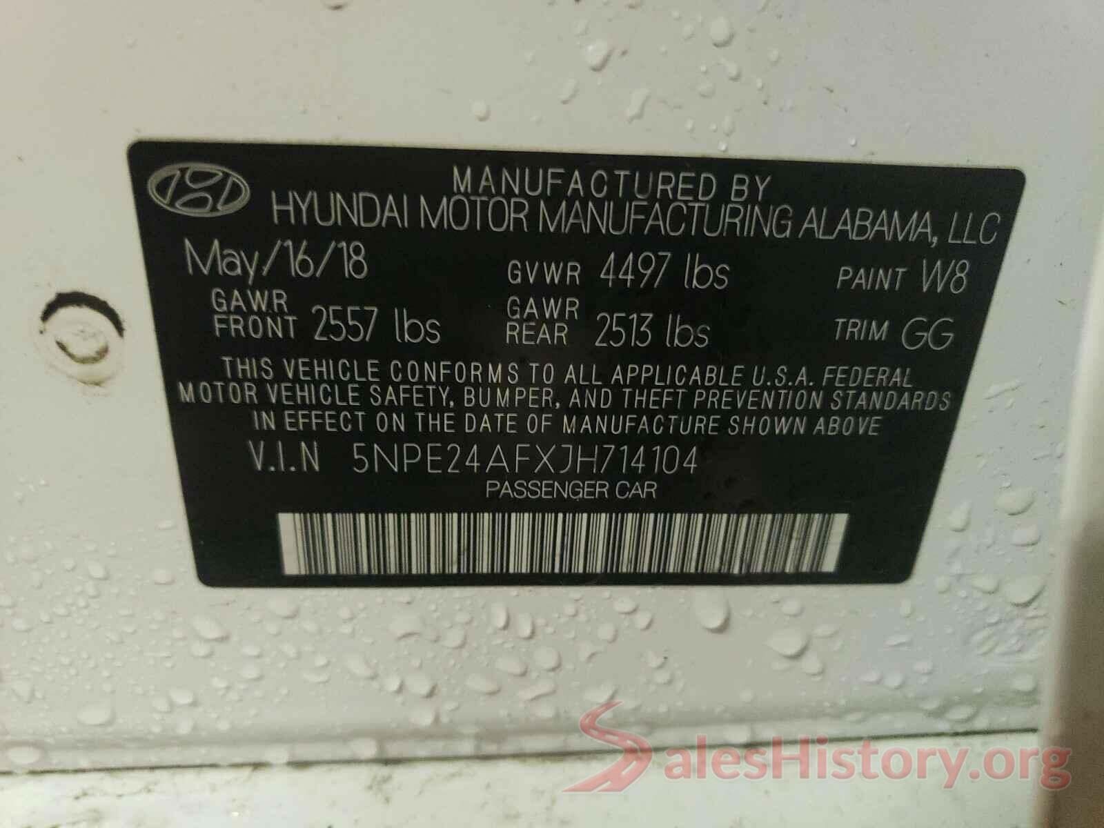 5NPE24AFXJH714104 2018 HYUNDAI SONATA