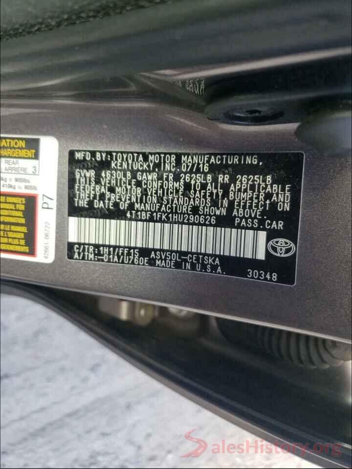 4T1BF1FK1HU290626 2017 TOYOTA CAMRY