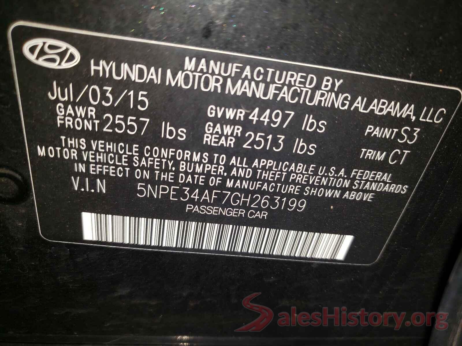 5NPE34AF7GH263199 2016 HYUNDAI SONATA