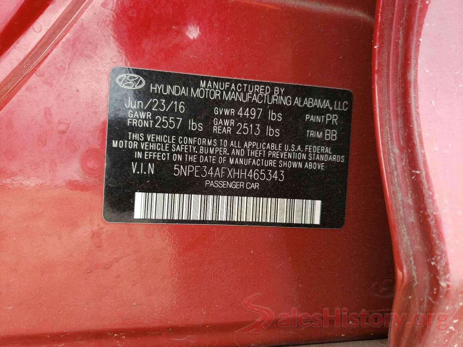 5NPE34AFXHH465343 2017 HYUNDAI SONATA