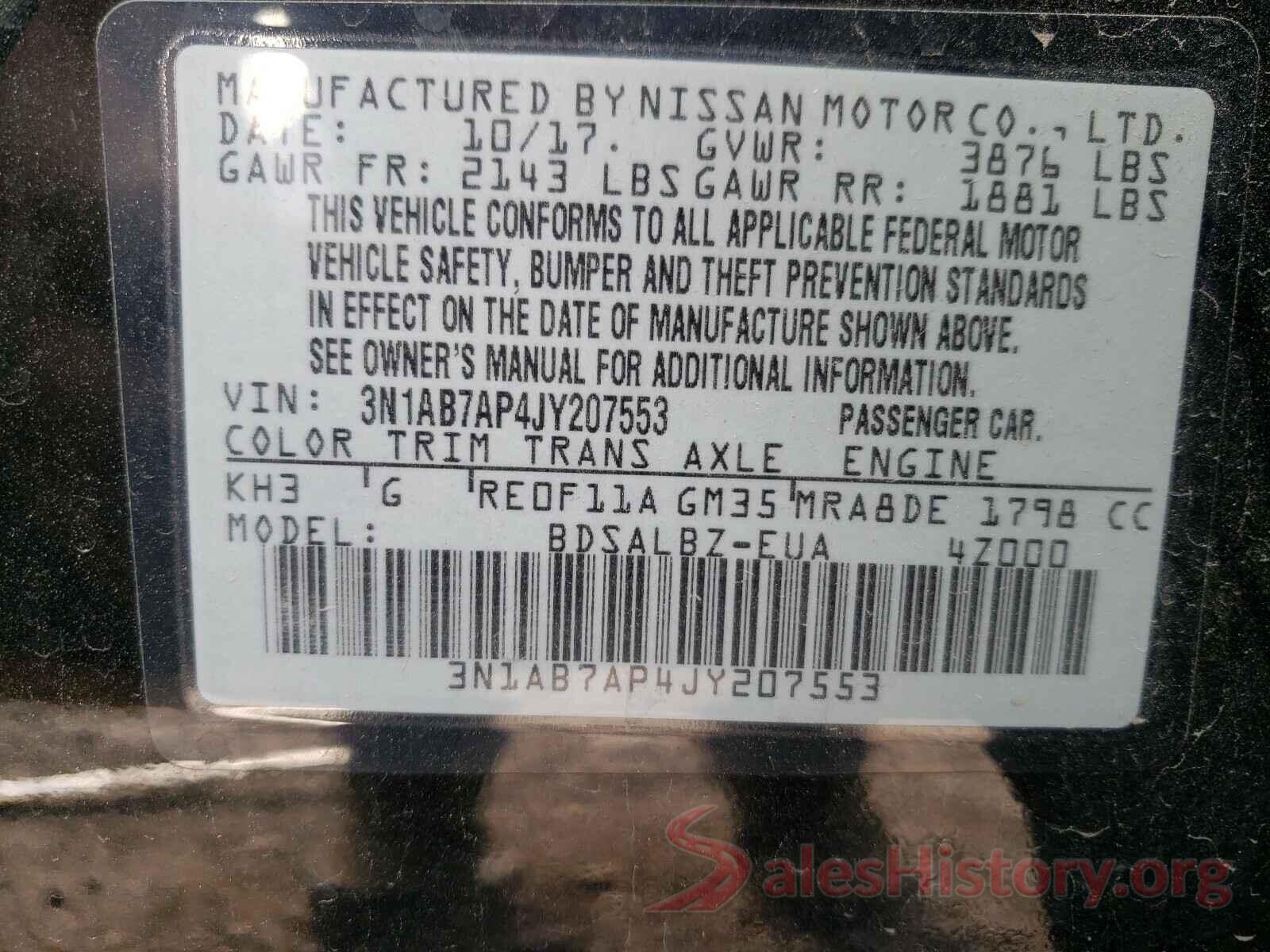 3N1AB7AP4JY207553 2018 NISSAN SENTRA