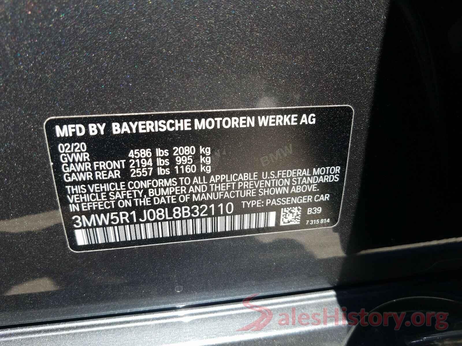 3MW5R1J08L8B32110 2020 BMW 3 SERIES