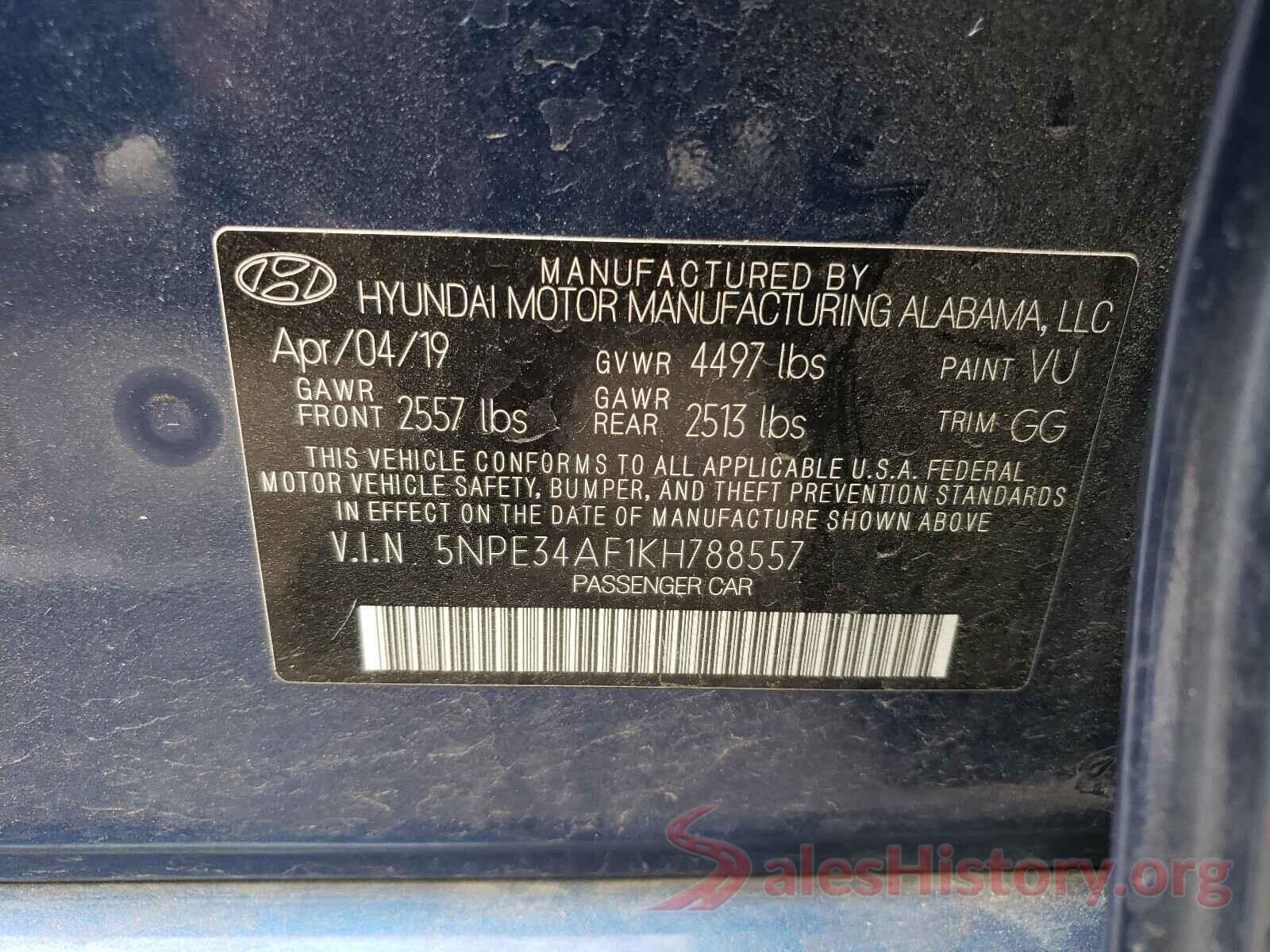 5NPE34AF1KH788557 2019 HYUNDAI SONATA