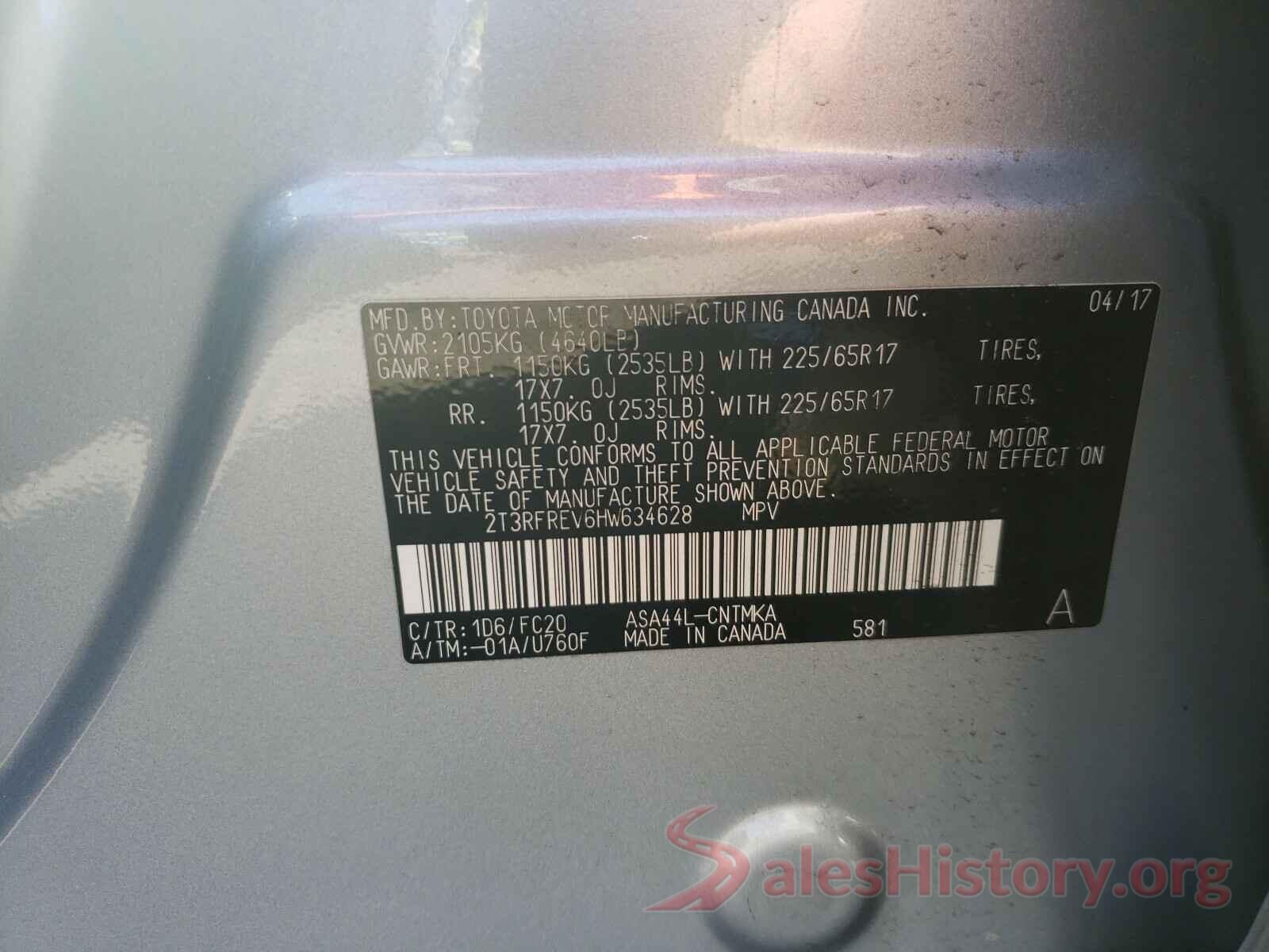 2T3RFREV6HW634628 2017 TOYOTA RAV4