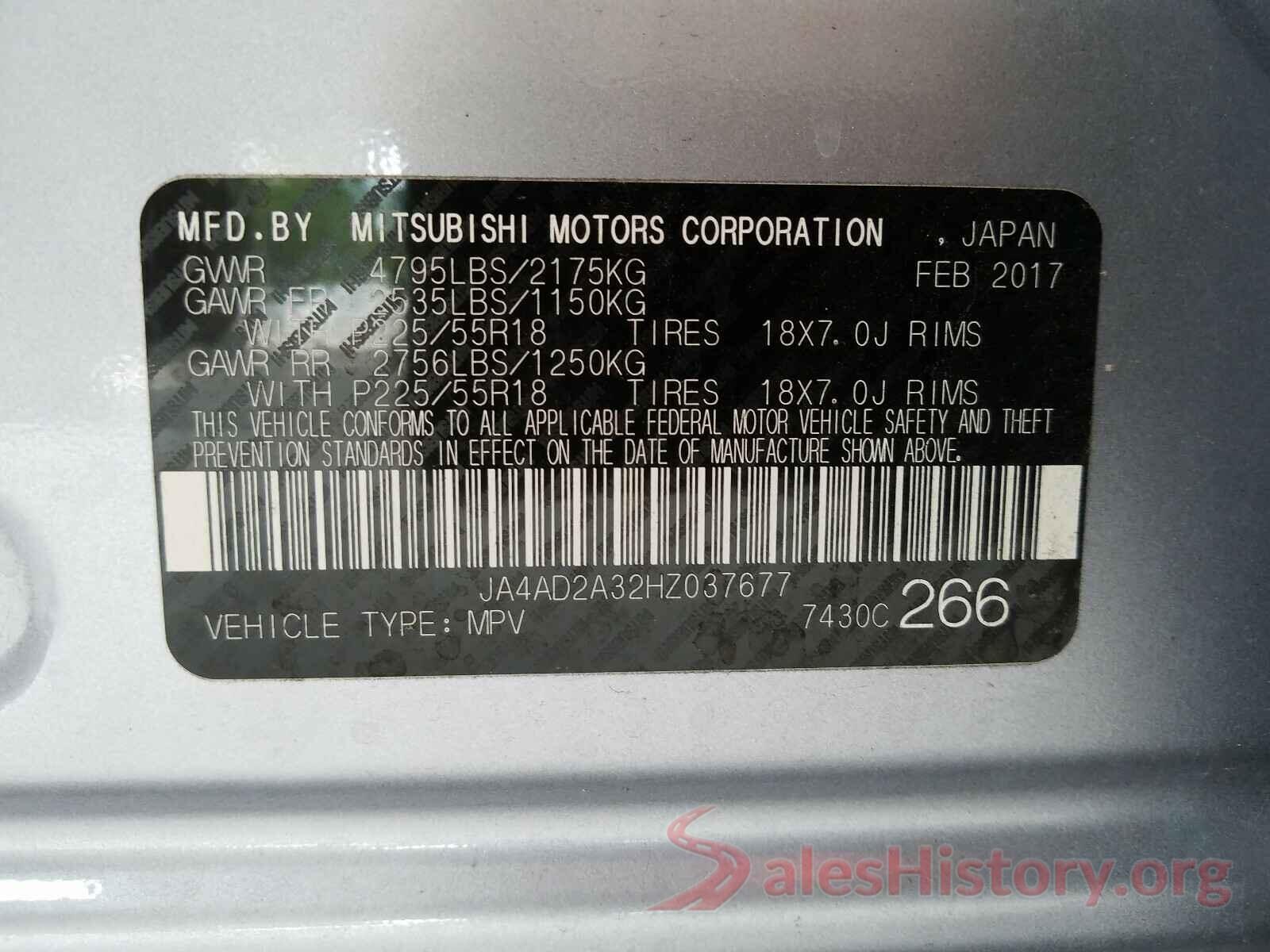 JA4AD2A32HZ037677 2017 MITSUBISHI OUTLANDER