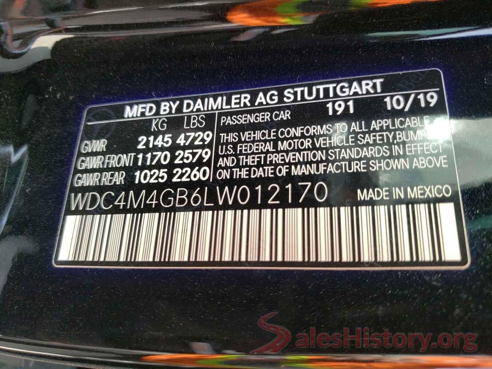 WDC4M4GB6LW012170 2020 MERCEDES-BENZ G CLASS