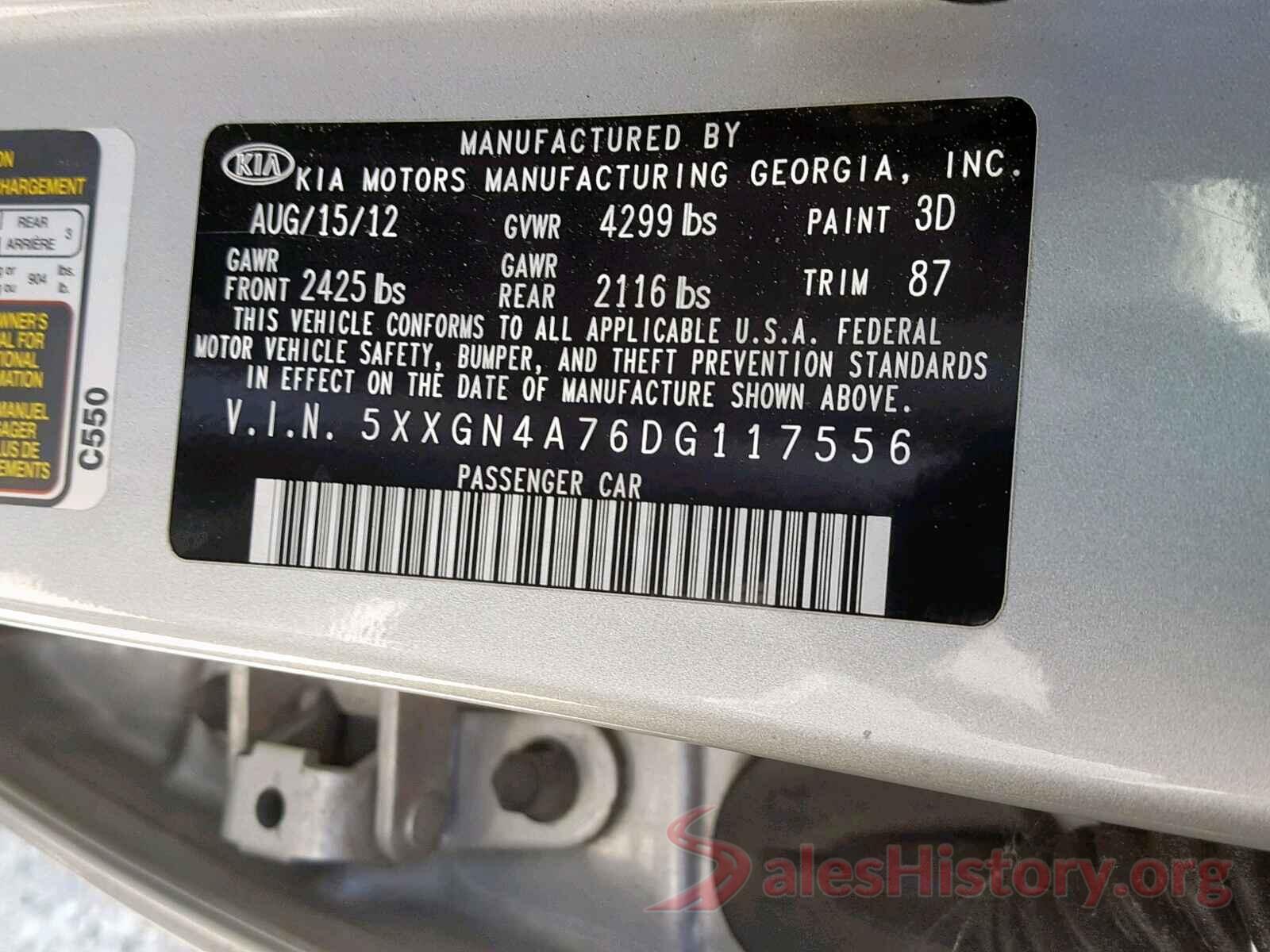 5XXGN4A76DG117556 2013 KIA OPTIMA EX