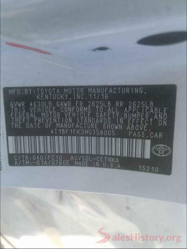 4T1BF1FK3HU358005 2017 TOYOTA CAMRY