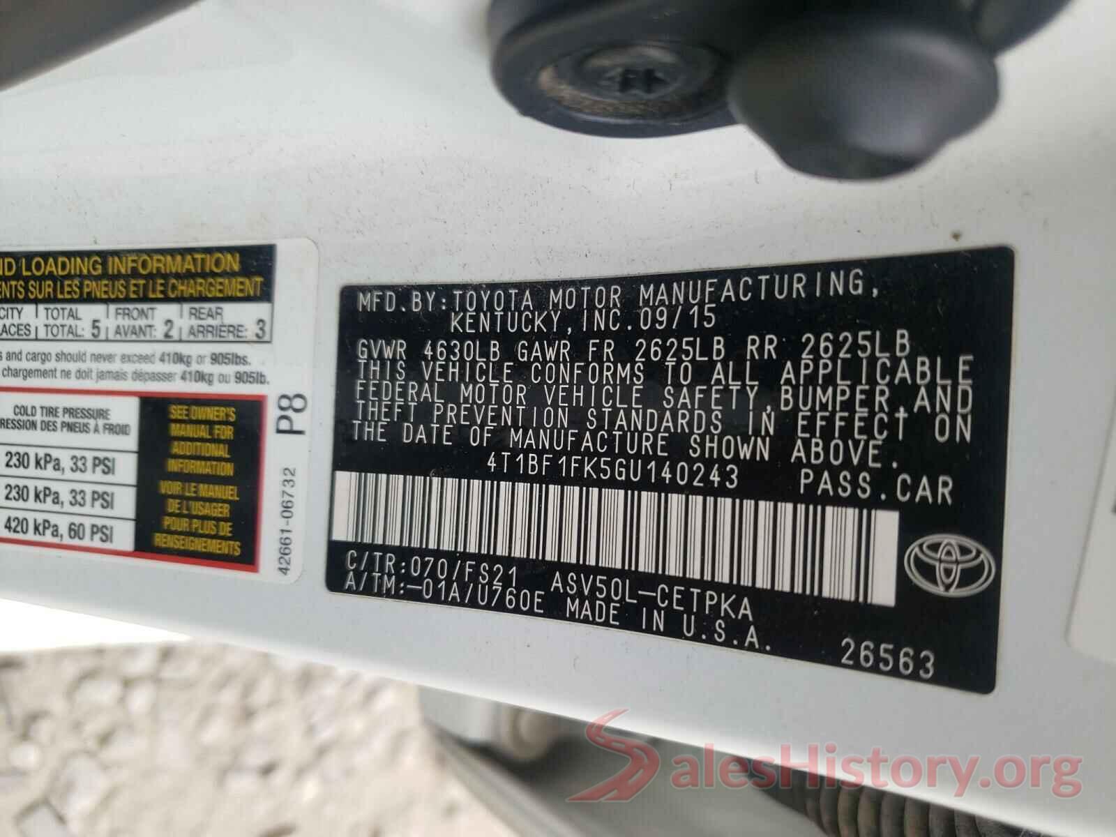 4T1BF1FK5GU140243 2016 TOYOTA CAMRY