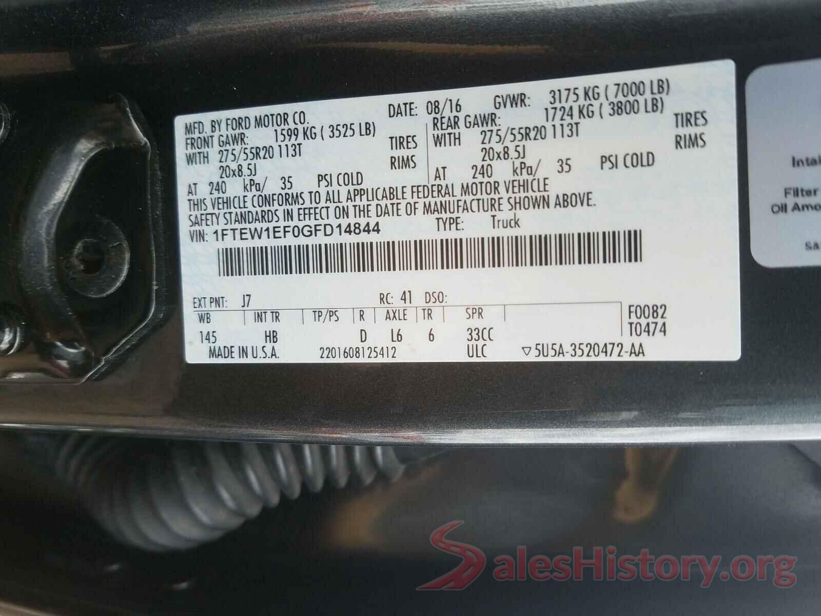 1FTEW1EF0GFD14844 2016 FORD F150