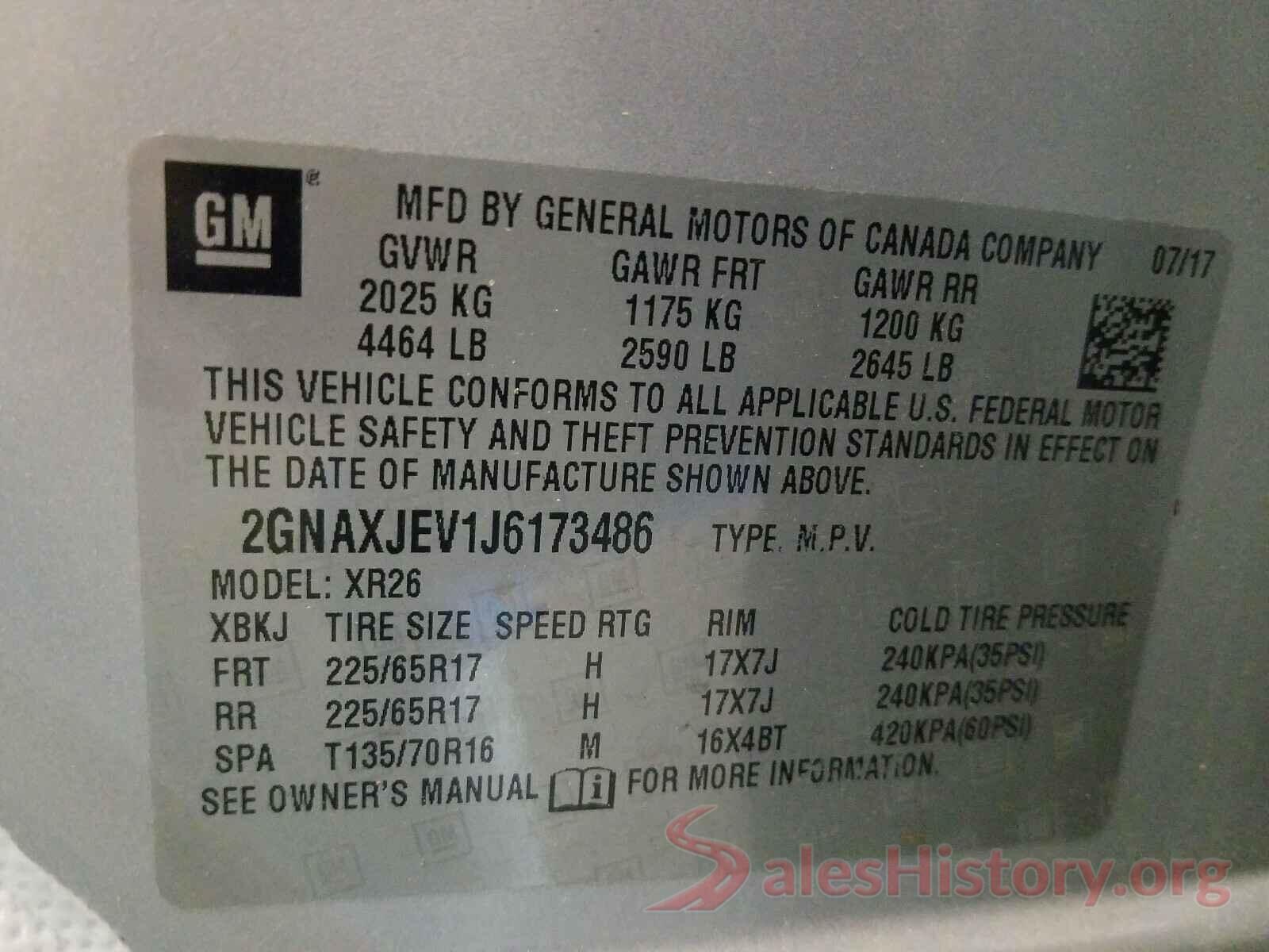 2GNAXJEV1J6173486 2018 CHEVROLET EQUINOX