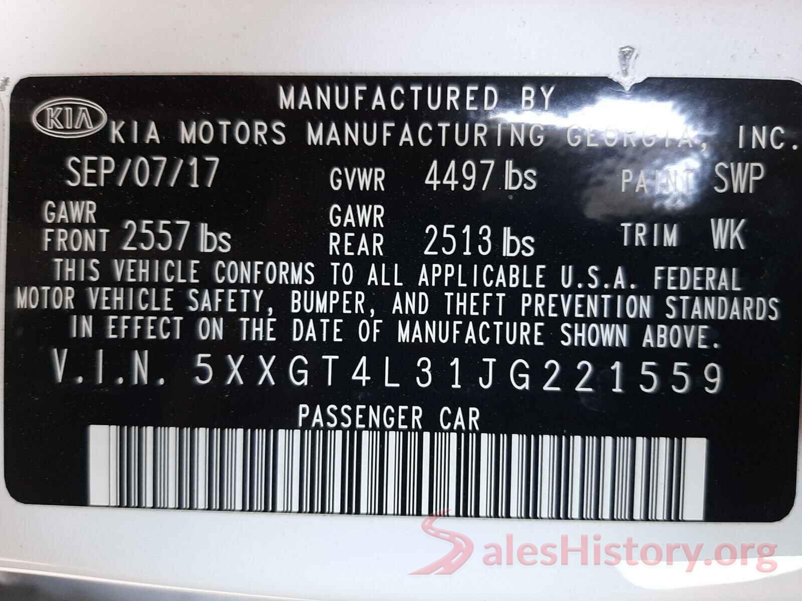 5XXGT4L31JG221559 2018 KIA OPTIMA