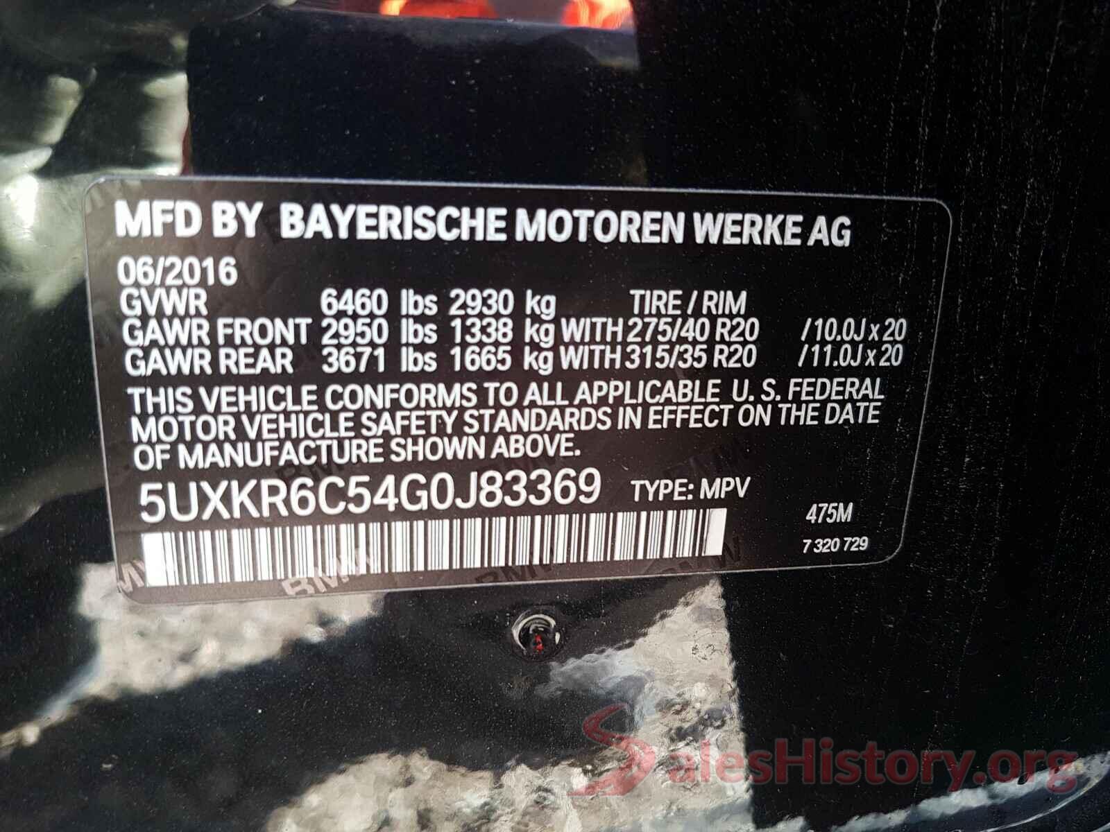 5UXKR6C54G0J83369 2016 BMW X5