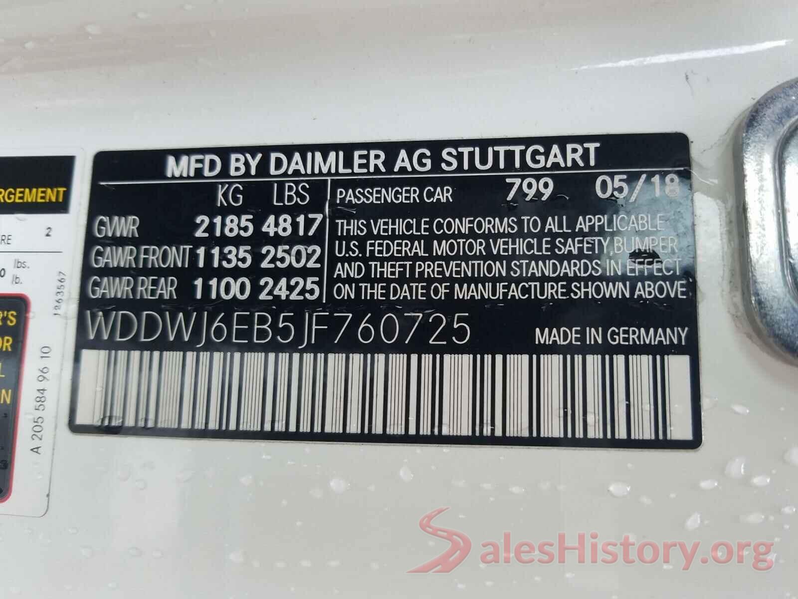 WDDWJ6EB5JF760725 2018 MERCEDES-BENZ C CLASS